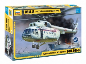 Russian Rescue Helicopter Mil Mi-8 model Zvezda 7254 in 1-72