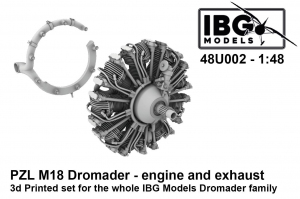 IBG 48U002 PZL M18 Dromader Engine and Exhaust - 3D Printed Set 1/48