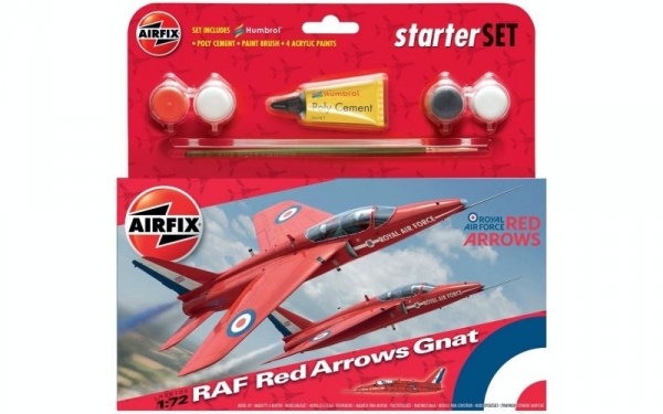 RAF Red Arrows Gnat model do sklejania z farbami i klejem