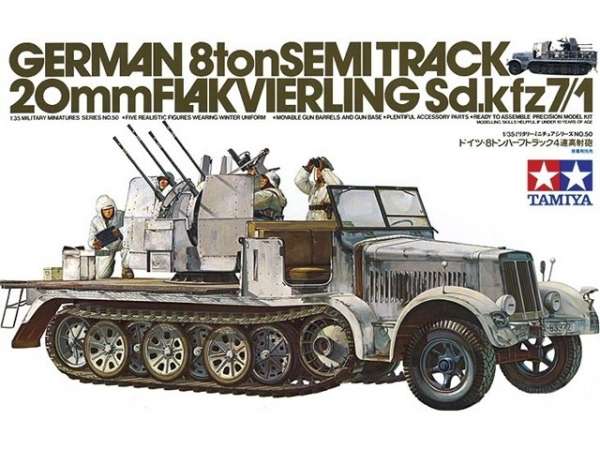 Plastikowy model do sklejania niemieckiego transportera półgąsienicowego Sdkfz 7 z działkiem plot 20mm.-image_Tamiya_35050_1