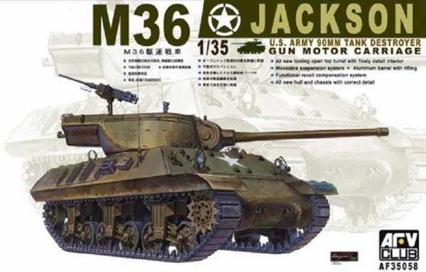 Amerykański niszczyciel czołgów M36 Jackson, plastikowy model do sklejania AFV AF35058 w skali 1:35-image_AFV Club_AF35058_1