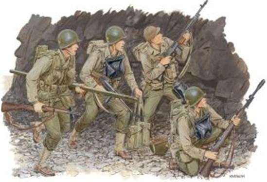 Figurki żołnierzy elitarnej formacji lekkiej piechoty Armii Stanów Zjednoczonych - Rangers, plastikowe figurki do sklejania Dragon 6021 w skali 1/35.-image_Dragon_6021_1
