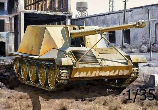 Niemieckie samobieżne działo gąsienicowe Ardelt-Rheinmetall 8,8 cm Pak 43 Waffentrager, plastikowy model do sklejania Dragon 6728 w skali 1/35.-image_Dragon_6728_1