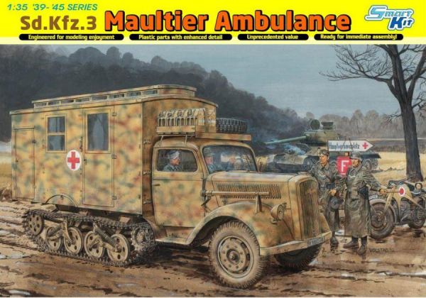 Niemiecki półgąsienicowy ambulans wojskowy Sd.Kfz.3 Maultier, plastikowy model do sklejania Dragon 6766 w skali 1:35.-image_Dragon_6766_1