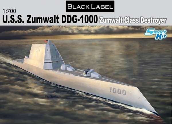 Amerykański prototypowy niszczyciel nowej generacji U.S.S. Zumwalt DDG-1000, plastikowy model do sklejania Dragon 7141 w skali 1:700-image_Dragon_7141_1