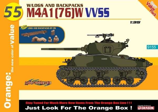 Amerykański czołg średni Sherman M4A1(76)W VVSS z bonusem, plastikowy model do sklejania Dragon 9155 w skali 1:35-image_Dragon_9155_1