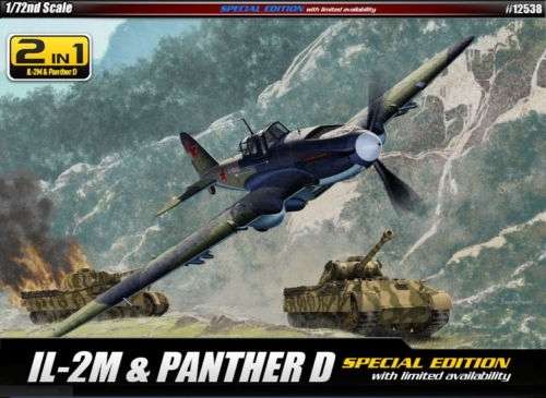 Zestaw modelarski do sklejania i malowania, czołg Panther D wraz z myśliwcem IŁ-2M w sklai 1:72.-image_Academy_12538_1