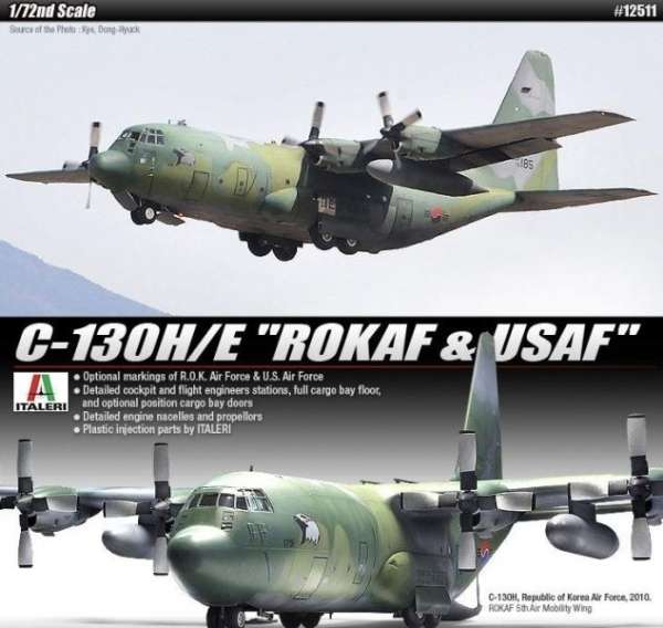 Plastikowy model do sklejania wojskowego samolotu transportowego Hercules C-130H/E w skali 1:72. Model Academy 12511.-image_Academy_12511_1