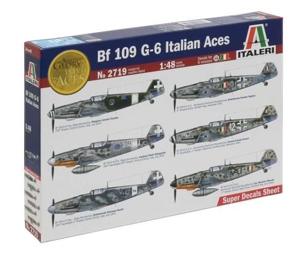 Model w skali 1/48 niemieckiego myśliwca Messerschmitta BF109 G-6 w barwach Włoskich Sił Powietrznych, model Italeri 2719 do sklejania.-image_Italeri_2719_1