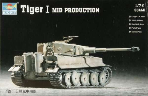 Niemiecki czołg ciężki Tiger I, plastikowy model do sklejania Trumpeter nr 07243 w skali 1:72-image_Trumpeter_07243_1
