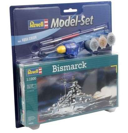 Zestaw modelarski Bismarck w skali 1:1200 z farbkami-image_Revell_65802_1