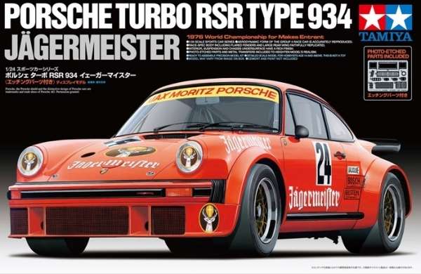 Niemiecki samochód Porsche Turbo RSR Type 934 Jagermeister, plastikowy model do sklejania Tamiya 24328 w skali 1:24.-image_Tamiya_24328_1