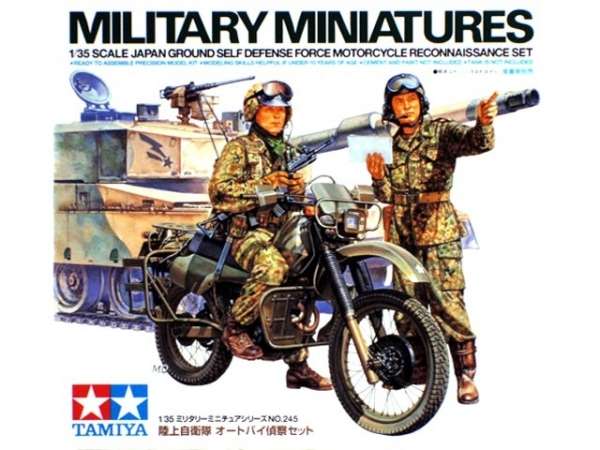 Żołnierze Japońskich Sił Lądowych wraz z motocyklem, plastikowy model do sklejania Tamiya 35245 w skali 1:35.-image_Tamiya_35245_1