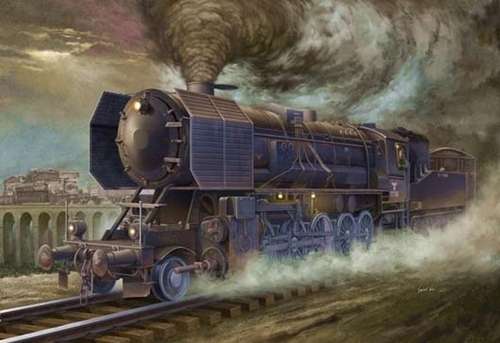 Niemiecka lokomotywa Kriegslokomotive BR52, plastikowy model do sklejania Trumpeter 00210 w skali 1:35.-image_Trumpeter_00210_1