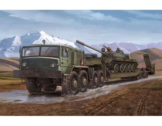 Radziecka ciężarówka MAZ-537G wraz z naczepą do transportu czołgów, plastikowy model do sklejania Trumpeter 00211 w skali 1:35-image_Trumpeter_00211_1