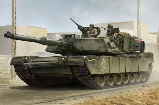 Czołg podstawowy konstrukcji amerykańskiej M1A1 Abrams , plastikowy model do sklejania Trumpeter 00926 w skali 1:16-image_Trumpeter_00926_1