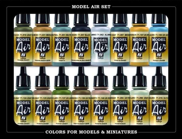 Model Color Set - USAAF WWII Colors, zestaw 16 modelarskich farb Vallejo 71185.-image_Vallejo_71185_1