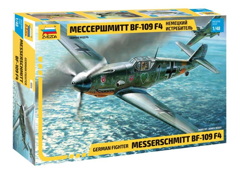Niemiecki samolot myśliwski Messerschmitt Bf 109F-4, plastikowy model do sklejania Zvezda 4806 w skali 1:48.-image_Zvezda_4806_1