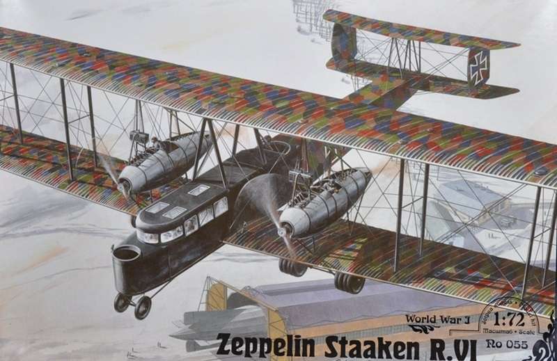 Niemiecki dwupłatowy ciężki bombowiec Zeppelin Staaken R.VI, plastikowy model do sklejania Roden 055 w skali 1:72-image_Roden_055_1