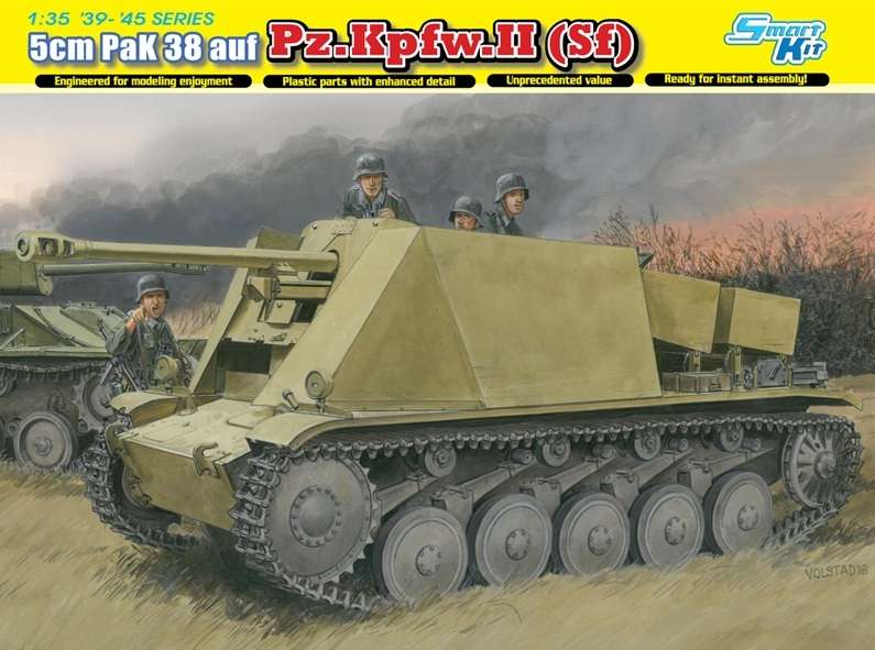 Niemiecka armata przeciwpancerna kalibru 50mm PaK 38 na podwoziu czołgu Panzerkampfwagen II, plastikowy model do sklejania Dragon 6721 w skali 1:35.-image_Dragon_6721_1