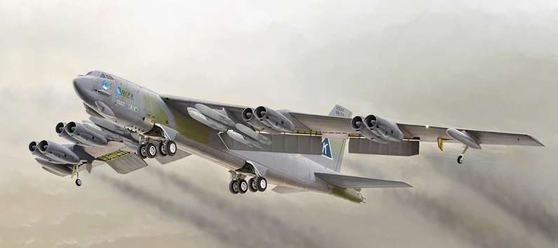 Amerykański bombowiec strategiczny dalekiego zasięgu Boeing B-52G Stratofortress, plastikowy model do sklejania Italeri 1378 w skali 1:72.-image_Italeri_1378_1