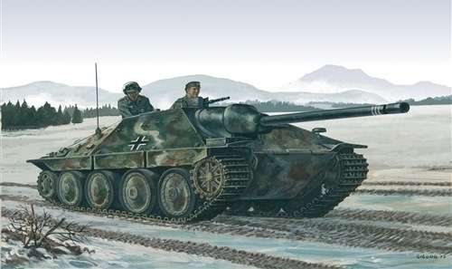 Model niemieckiego samobieżnego działa pancernego Jagdpanzer 38(t) Hetzer, plastikowy model do sklejania Italeri 7057 w skali 1/72.-image_Italeri_7057_1