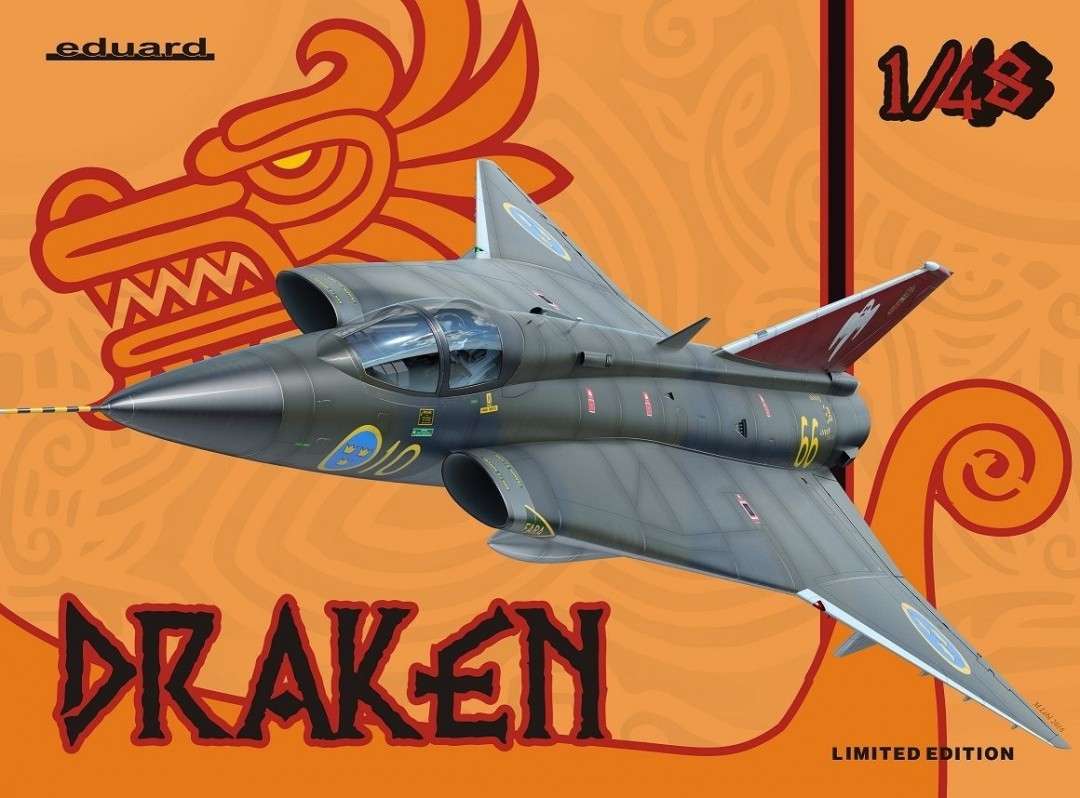 Plastikowy model do sklejania szwedzkiego myśliwca Draken w skali 1:48. Model Eduard 1135.-image_Eduard_1135_1