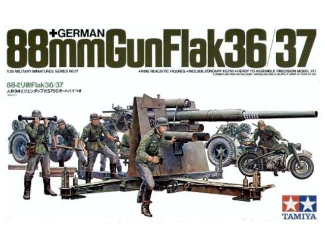 Niemieckie działo 88mm FlaK 36/37, plastikowy model do sklejania Tamiya 35017 w skali 1:35-image_Tamiya_35017_1