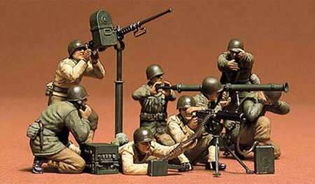 Oddział amerykańskich żołnierzy z ckm i bazooką, plastikowe figurki do sklejania Tamiya 35086 w skali 1:35.-image_Tamiya_35086_1