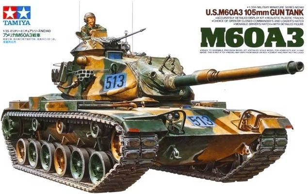 Amerykański czołg podstawowy M60A3, plastikowy model do sklejania Tamiya 35140 w skali 1:35 - image_1-image_Tamiya_35140_1