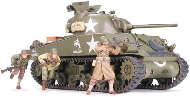 Amerykański czołg M4A3 Sherman, plastikowy model do sklejania Tamiya 35250 w skali 1:35-image_Tamiya_35250_1