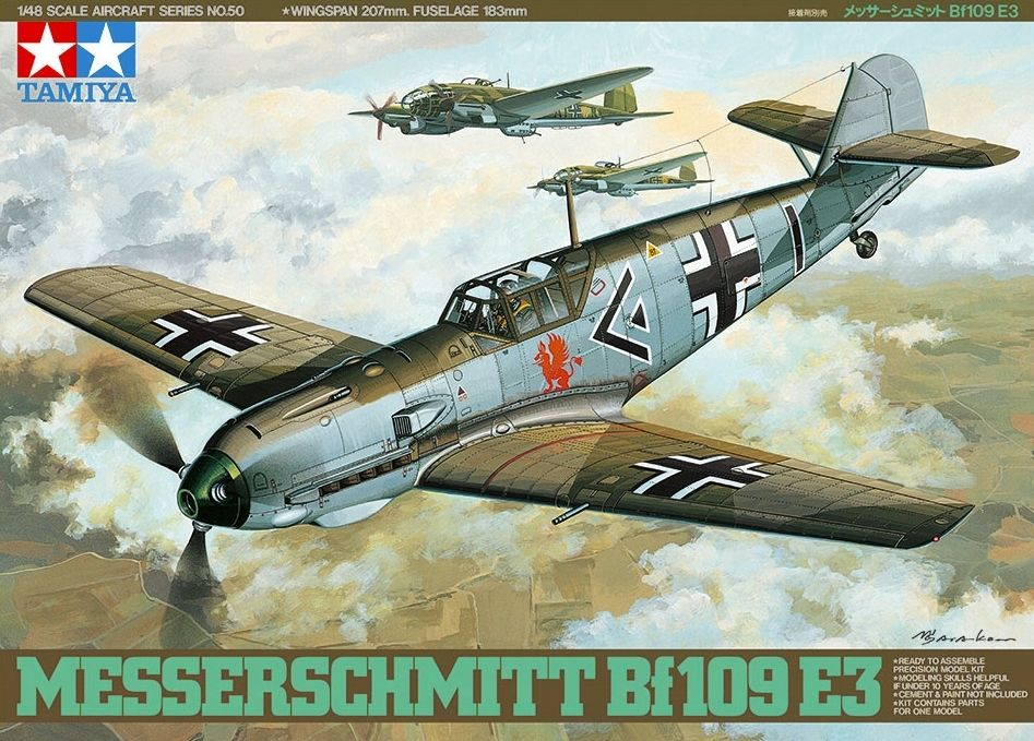 Niemiecki myśliwiec Messerschmitt Bf109 E-3, plastikowy model do sklejania Tamiya 61050 w skali 1:48-image_Tamiya_61050_1