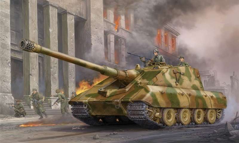 Niemiecki niszczyciel czołgów Jagdpanzer E-100, plastikowy model do sklejania Trumpeter 01596 w skali 1:35.-image_Trumpeter_01596_1