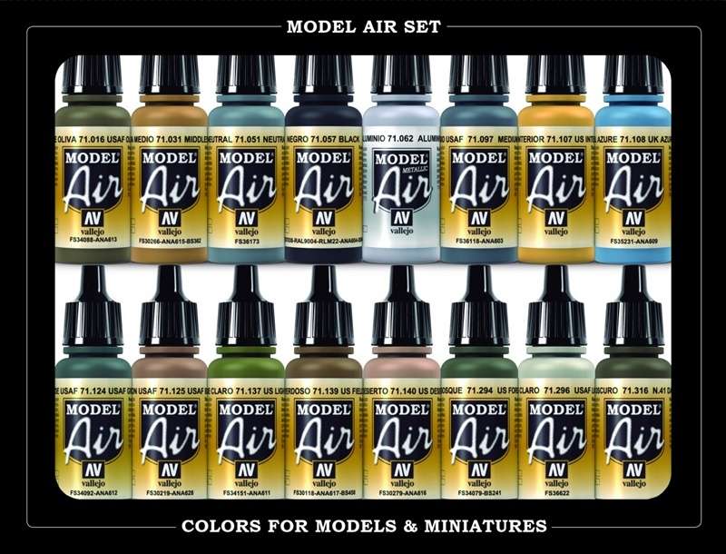 Model Color Set - USAAF WWII Colors, zestaw 16 modelarskich farb Vallejo 71185.-image_Vallejo_71185_1