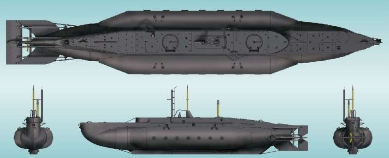Brytyjski okręt podwodny HMS X-Craft , plastikowy model do sklejania Merit 63504 w skali 1:35 - image a_2-image_Merit_63504_3