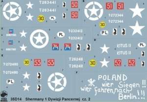 35D14 Polska kalkomania - Polskie Shermany - 1 Dyw.Panc. cz.2 - 1/35