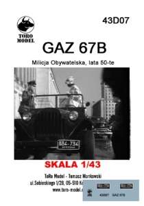 43D07 Kalkomania 1-43 GAZ 67B Milicja Obywatelska, lata 50-te