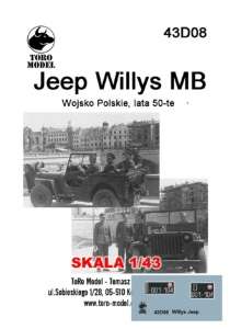 43D08 Kalkomania 1-43 Jeep Willys MB Wojsko Polskie lata 50-te 