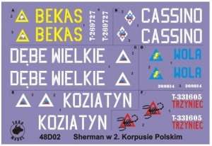 48D02 Polska kalkomania - Shermany w 2 Korpusie Polskim - 1/48