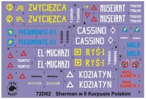 72D02 Polska kalkomania 1-72 Shermany w 2 Korpusie Polskim, Włochy 1945