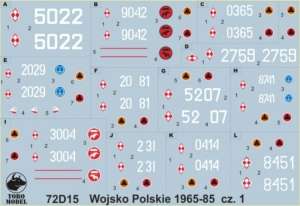 72D15 Kalkomania 1-72 Wojsko Polskie 1965-85 cz.1