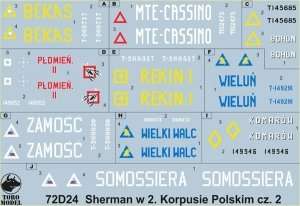72D24 Kalkomania - Sherman w 2. Korpusie Polskim cz. 2 skala 1/72