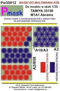 Masks - wheels - M1A1 Abrams Tamiya 35156 1-35 Pmask Pw35012 