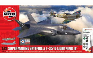 Airfix A50190 Zestaw z farbami Spitfire i F-35 B Lightning II modele 1-72