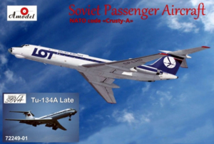 Amodel 72249-01 Samolot pasażerski Tu-134A Late LOT i Aeroflot model 1/72