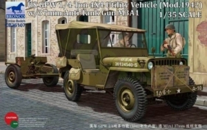 Bronco CB35107 Jeep 4x4 Light Utility Vehicle w/37mm Anti-Tank Gun M3A1