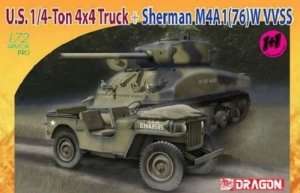 Dragon 7412 1/4 Ton 4x4 Truck + Sherman M4A1(76) W VVSS