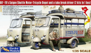 Gecko Models 35GM0113 60‘~70’s Saigon Shuttle Motor-Tricycle Depot & Driver (2 kits) 1/35