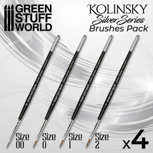 Green Stuff World 10193 Zestaw 4 pędzli Kolinsky 