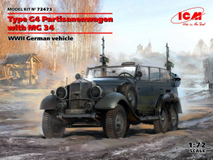 ICM 72473 Samochód Mercedes-Benz G4 z karabinem MG 34 model 1-72